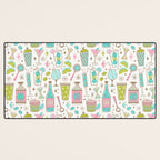 Retro Mid Century Happy Hour - Pink Green and Blue Desk Mat Gallery Image 3