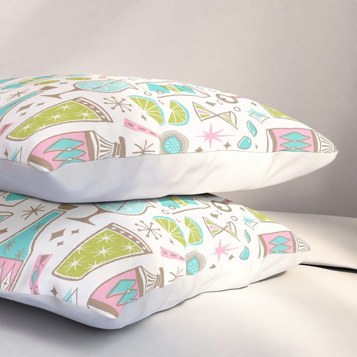Retro Mid Century Happy Hour - Pink Green and Blue Pillow Sham Gallery Image 3