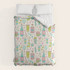 Retro Mid Century Happy Hour - Pink Green and Blue Duvet Cover Gallery Image 6