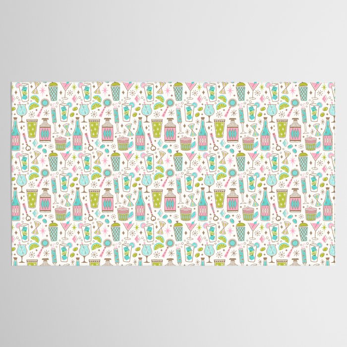 Retro Mid Century Happy Hour - Pink Green and Blue Tablecloth Gallery Image 2
