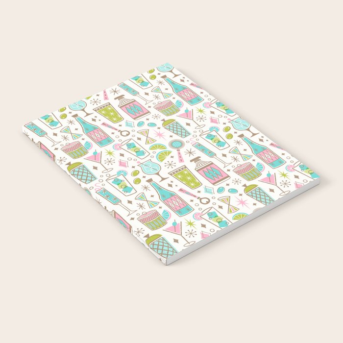 Retro Mid Century Happy Hour - Pink Green and Blue Notebook Gallery Image 2