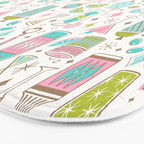 Retro Mid Century Happy Hour - Pink Green and Blue Bath Mat Gallery Image 3