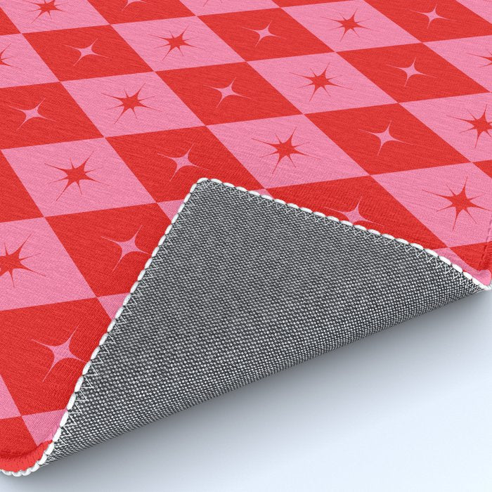 Diamonds with Sparkles geometric pattern pink and red  Rug Gallery Image 4