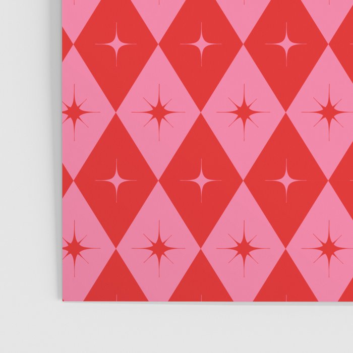 Diamonds with Sparkles geometric pattern pink and red  Poster Gallery Image 3