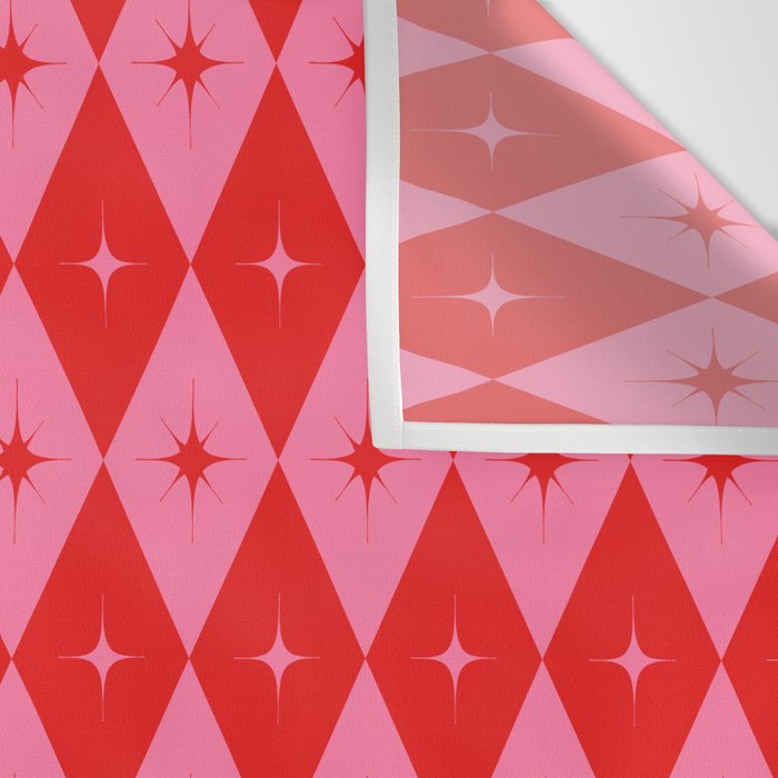 Diamonds with Sparkles geometric pattern pink and red  Wall Tapestry Gallery Image 3