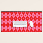 Diamonds with Sparkles geometric pattern pink and red  Desk Mat Gallery Image 1