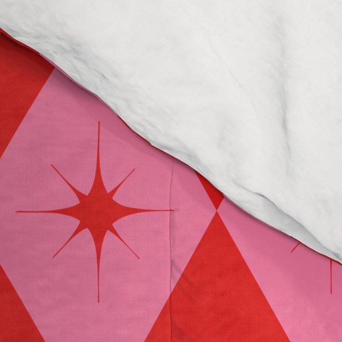 Diamonds with Sparkles geometric pattern pink and red  Comforter Gallery Image 4