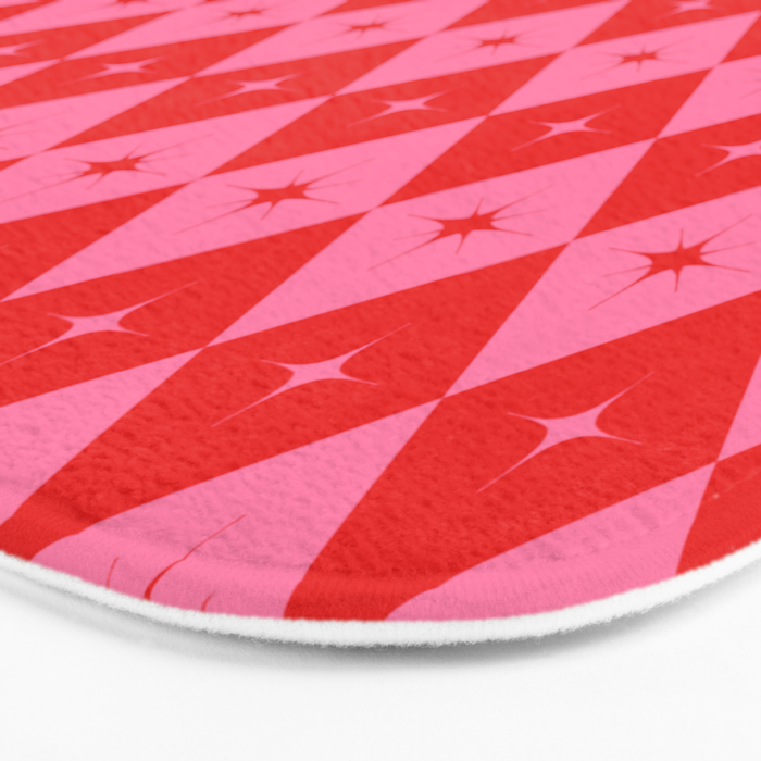 Diamonds with Sparkles geometric pattern pink and red  Bath Mat Gallery Image 3