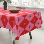 Diamonds with Sparkles geometric pattern pink and red  Tablecloth Gallery Image 3