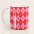 Diamonds with Sparkles geometric pattern pink and red  Coffee Mug Gallery Image 3