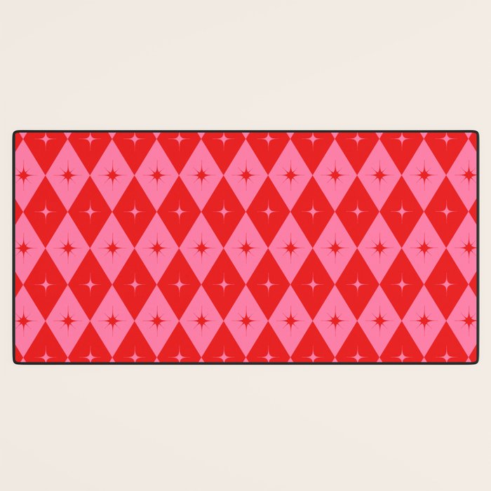 Diamonds with Sparkles geometric pattern pink and red  Desk Mat Gallery Image 3