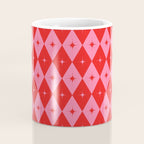 Diamonds with Sparkles geometric pattern pink and red  Coffee Mug Gallery Image 4