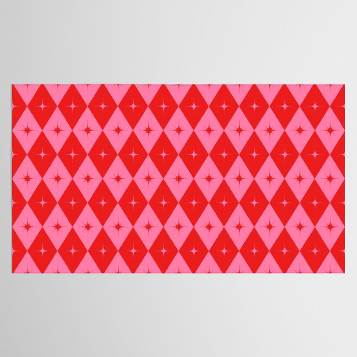 Diamonds with Sparkles geometric pattern pink and red  Tablecloth Gallery Image 2