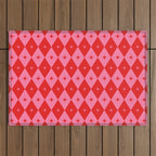Diamonds with Sparkles geometric pattern pink and red  Outdoor Rug Gallery Image 1