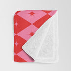 Diamonds with Sparkles geometric pattern pink and red  Throw Blanket Gallery Image 3