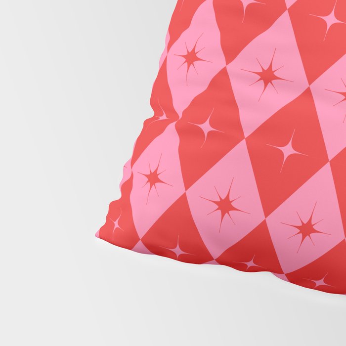 Diamonds with Sparkles geometric pattern pink and red  Pillow Sham Gallery Image 4