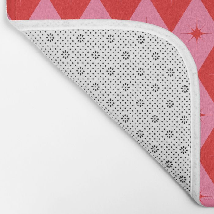 Diamonds with Sparkles geometric pattern pink and red  Bath Mat Gallery Image 2