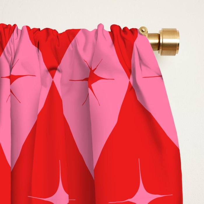 Diamonds with Sparkles geometric pattern pink and red  Window Curtain Gallery Image 2