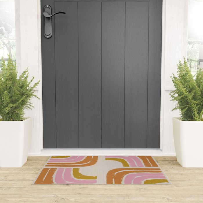 Retro Rainbow Geo - Mid Century Modern Arc Welcome Mat Gallery Image 3