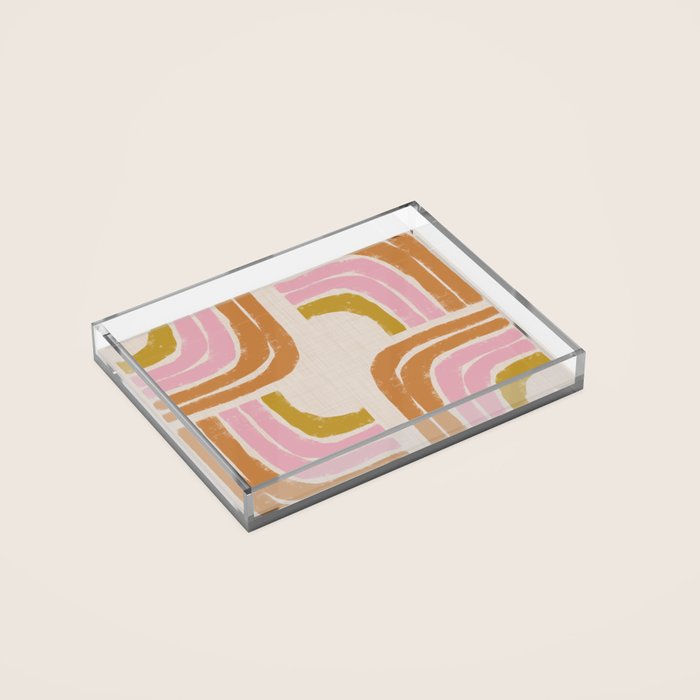 Retro Rainbow Geo - Mid Century Modern Arc Acrylic Tray Gallery Image 2