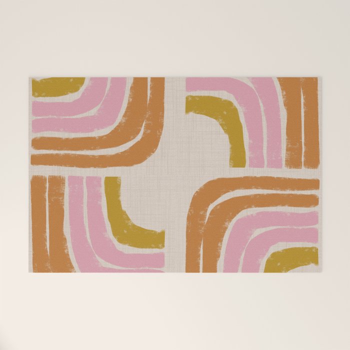 Retro Rainbow Geo - Mid Century Modern Arc Welcome Mat Gallery Image 1