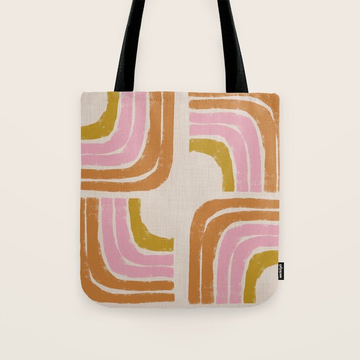 Retro Rainbow Geo - Mid Century Modern Arc Tote Bag Gallery Image 1