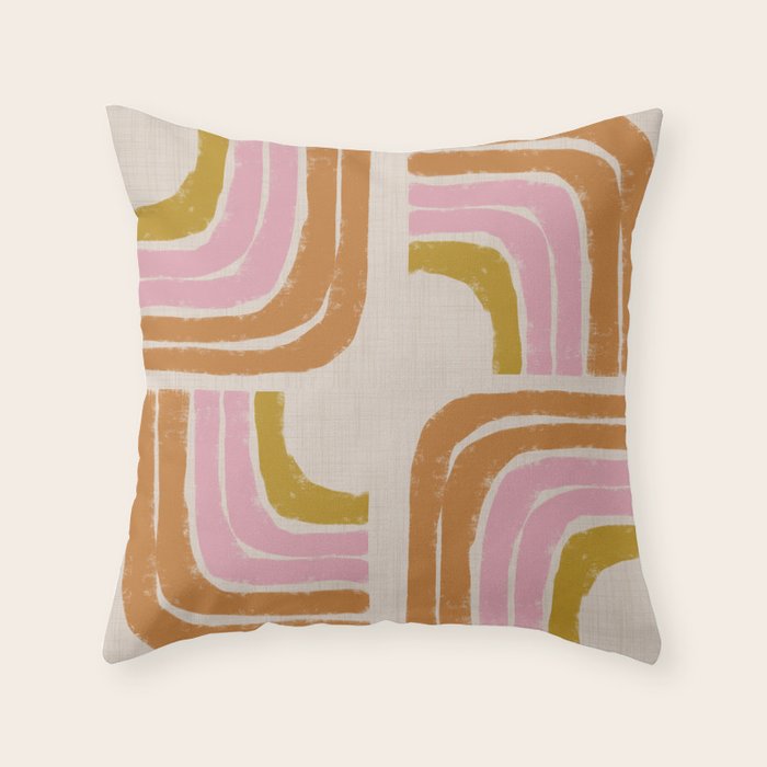 Retro Rainbow Geo - Mid Century Modern Arc Throw Pillow Gallery Image 6