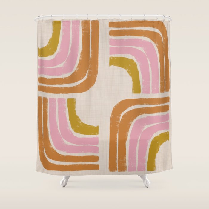 Retro Rainbow Geo - Mid Century Modern Arc Shower Curtain Gallery Image 1