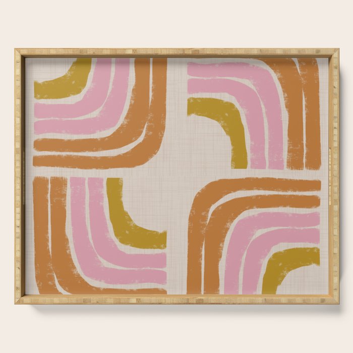 Retro Rainbow Geo - Mid Century Modern Arc Serving Tray Gallery Image 1