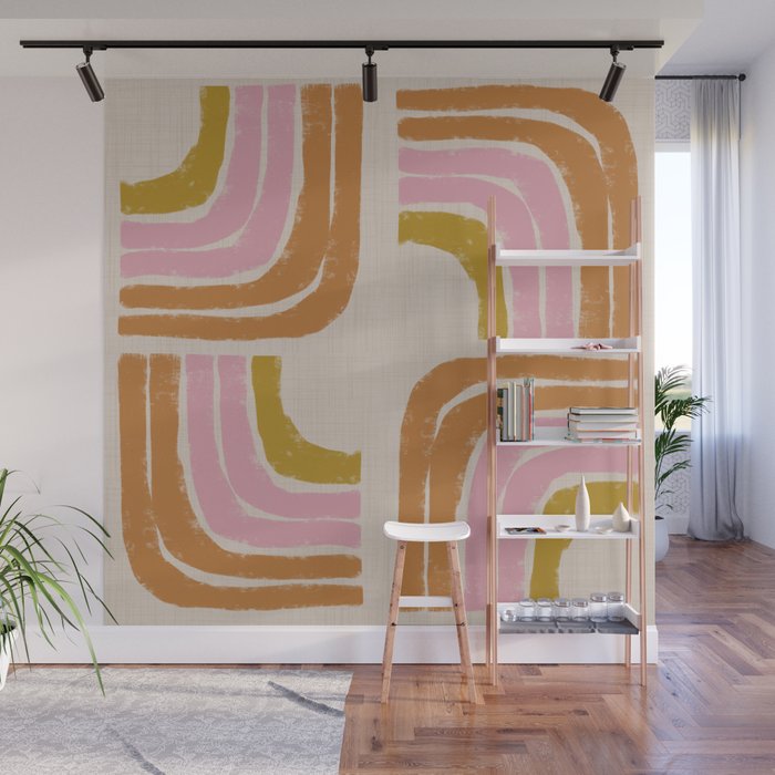 Retro Rainbow Geo - Mid Century Modern Arc Wall Mural Gallery Image 1