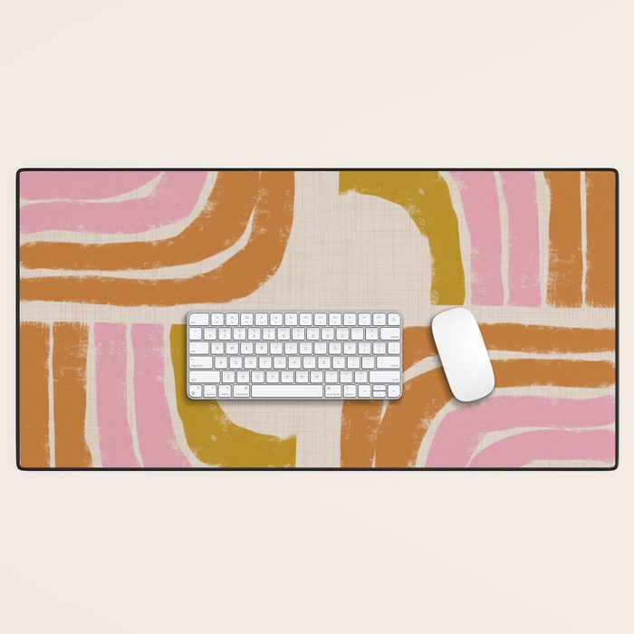 Retro Rainbow Geo - Mid Century Modern Arc Desk Mat Gallery Image 1