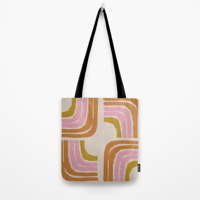 Retro Rainbow Geo - Mid Century Modern Arc Tote Bag Gallery Image 2