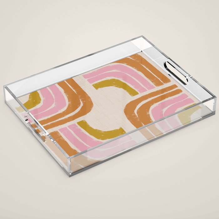 Retro Rainbow Geo - Mid Century Modern Arc Acrylic Tray Gallery Image 1