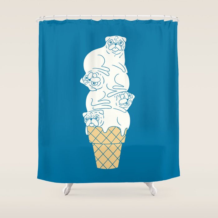 Pug Ice Cream Shower Curtain Gallery Image 1