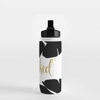Get Naked Funny, Tropical Palm, Black, White and Gold Water Bottle Gallery Image 2