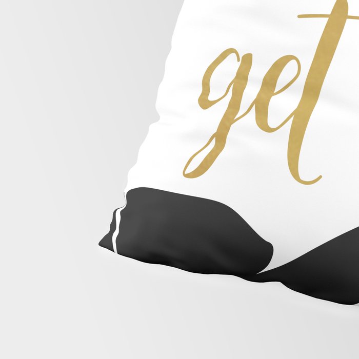 Get Naked Funny, Tropical Palm, Black, White and Gold Pillow Sham Gallery Image 4