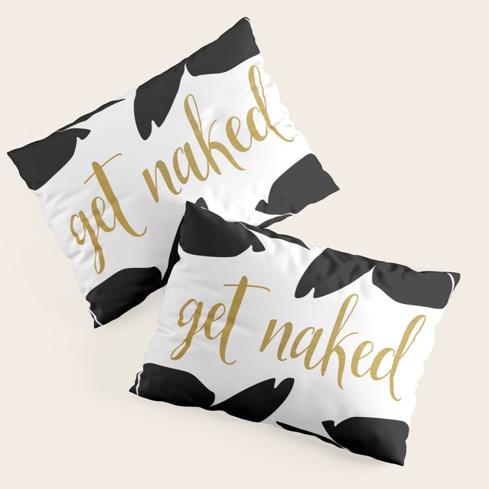 Get Naked Funny, Tropical Palm, Black, White and Gold Pillow Sham Gallery Image 3