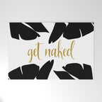 Get Naked Funny, Tropical Palm, Black, White and Gold Welcome Mat Gallery Image 1