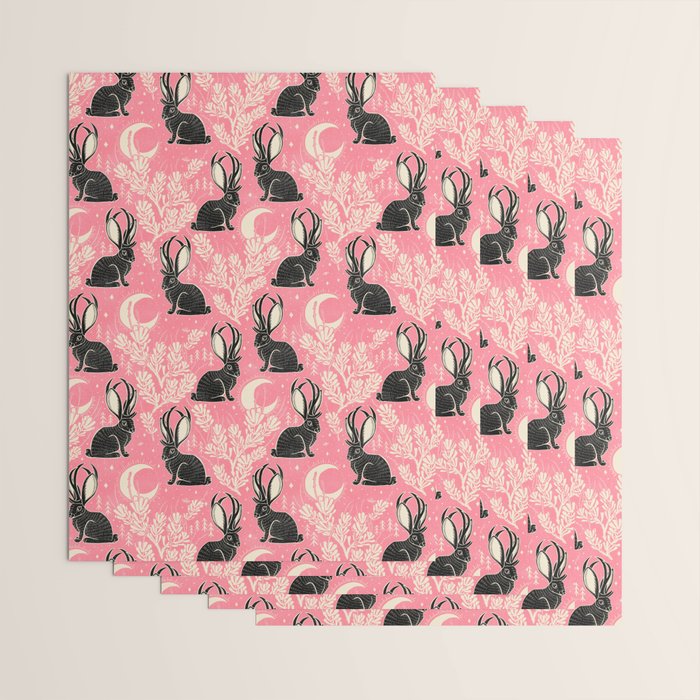Jackalope - pink and black Wrapping Paper Gallery Image 3