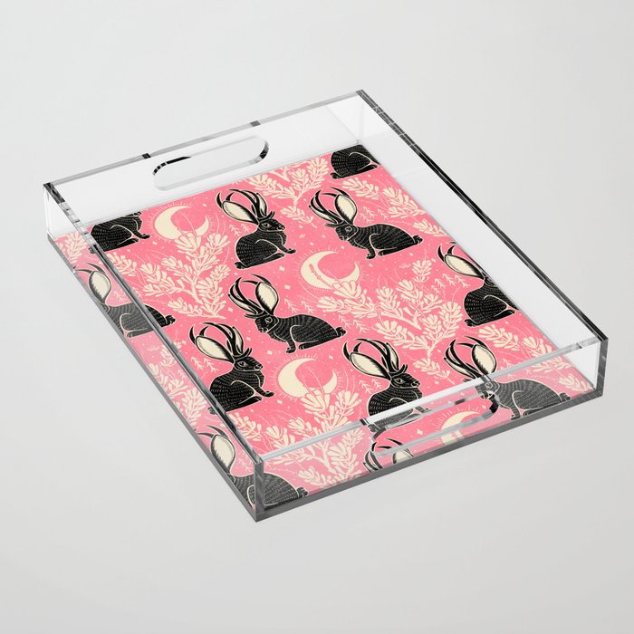 Jackalope - pink and black Acrylic Tray Gallery Image 1