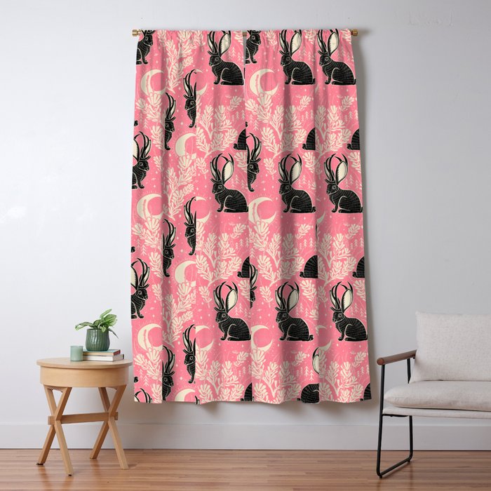 Jackalope - pink and black Window Curtain Gallery Image 5