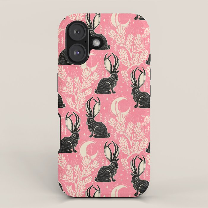 Jackalope - pink and black iPhone Case Gallery Image 1