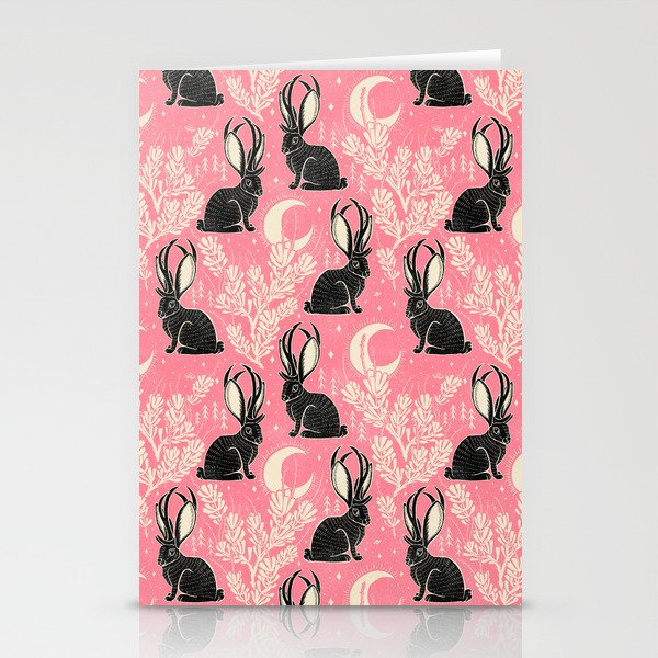Jackalope - pink and black Stationery Card Gallery Image 2