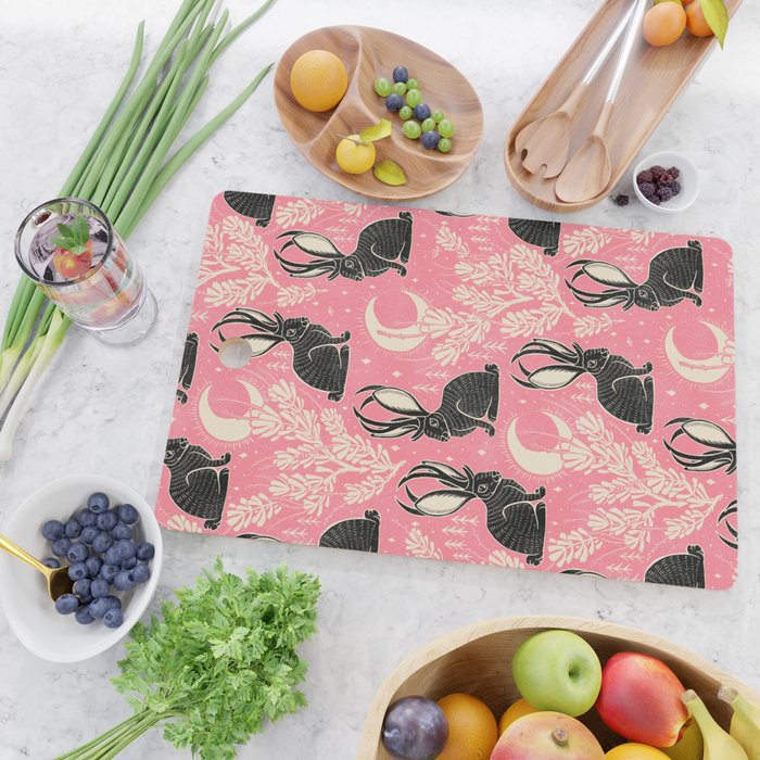 Jackalope - pink and black Cutting Board Gallery Image 2
