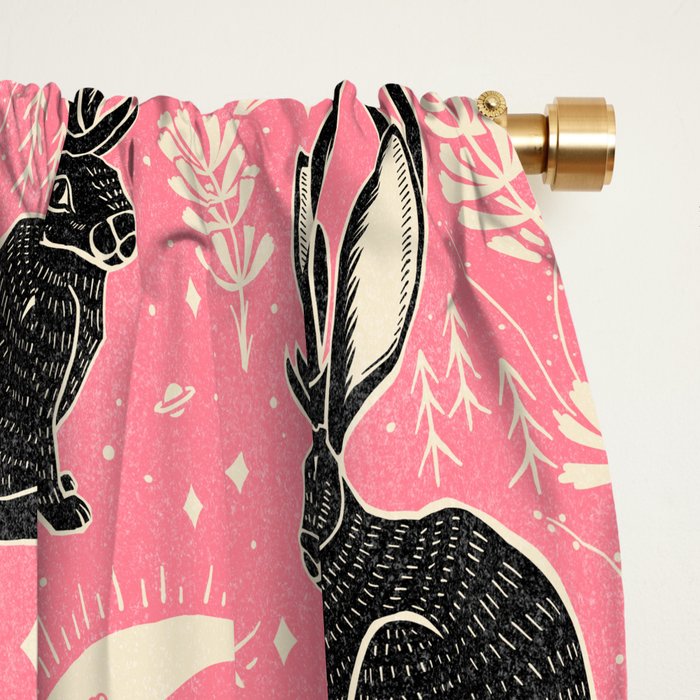 Jackalope - pink and black Window Curtain Gallery Image 2