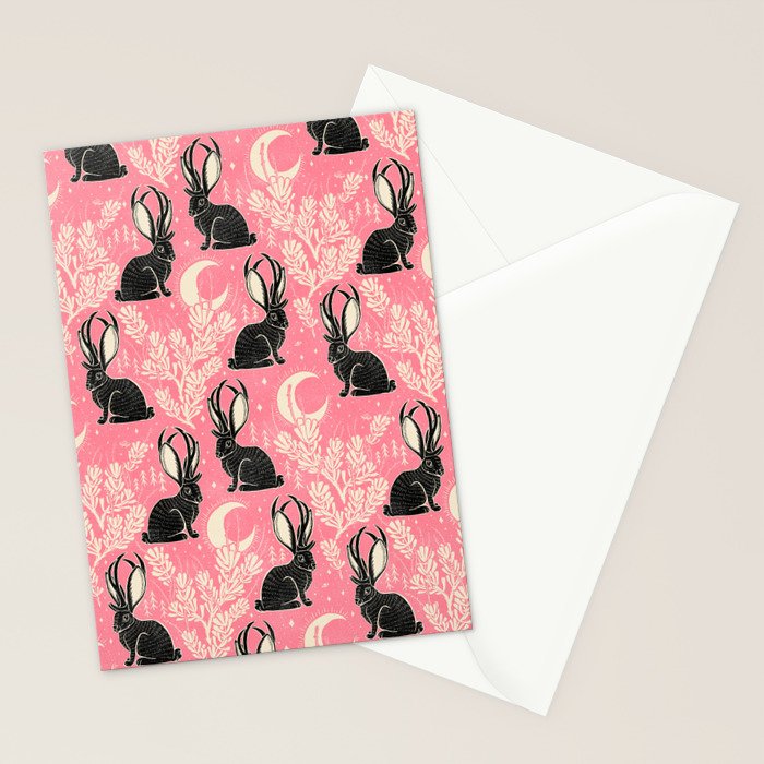 Jackalope - pink and black Stationery Card Gallery Image 2