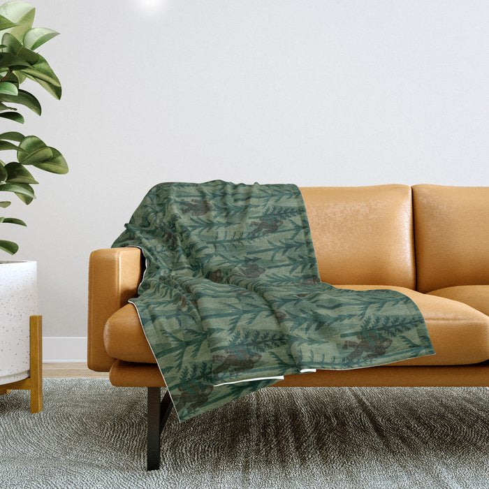 Subtle Sasquatch - Forest  Throw Blanket Gallery Image 1