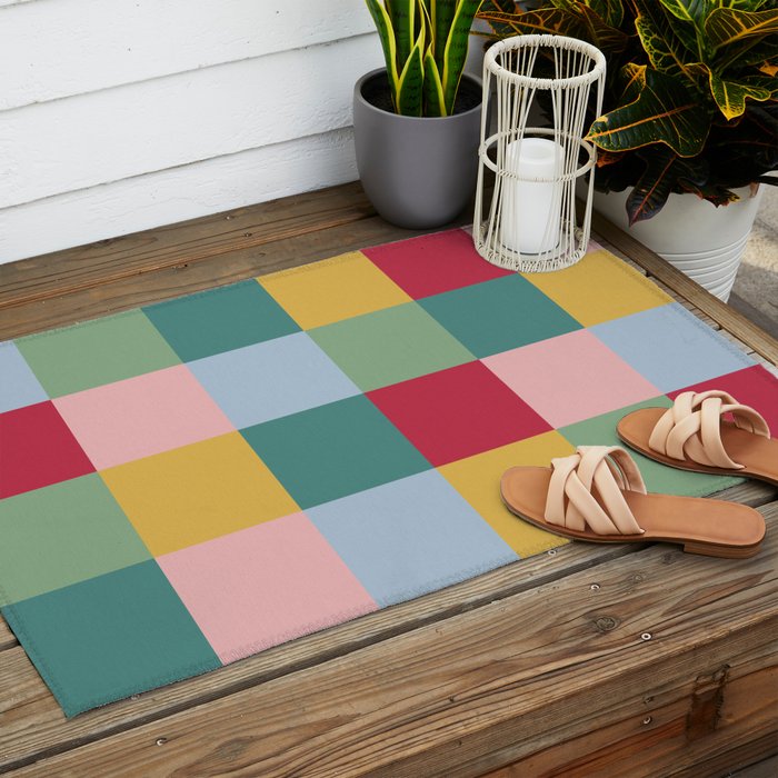 Bold Colorful Checks Pattern - Large XXII Outdoor Rug Gallery Image 2