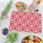 Pink & Red Checkerboard Flower Pattern Cutting Board Gallery Image 2