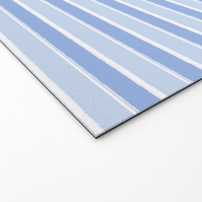 Baby Blue Cottage Stripes Pattern Welcome Mat Gallery Image 2